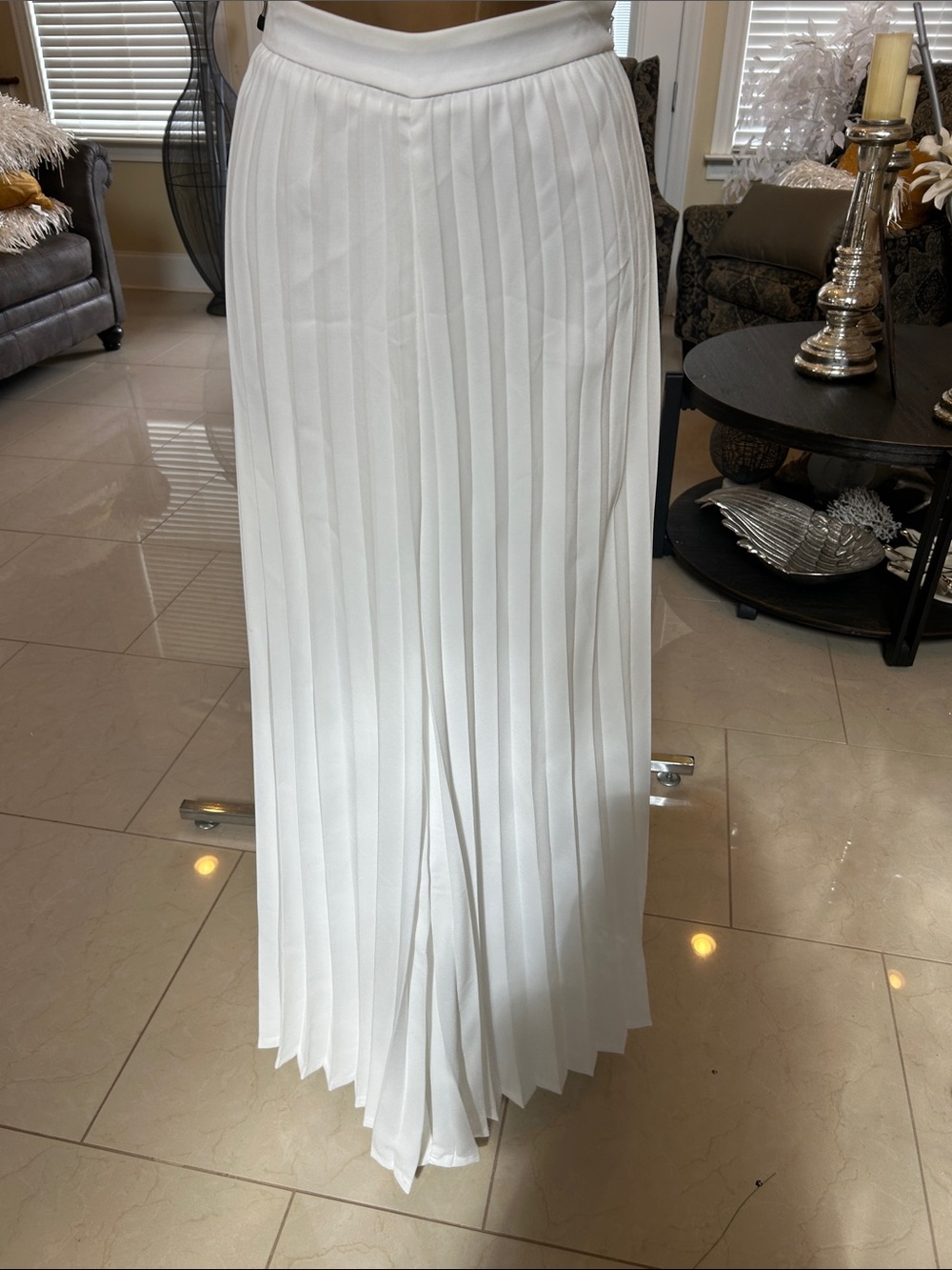White Pleated Wide-Leg Jumpsuit Pants - Women